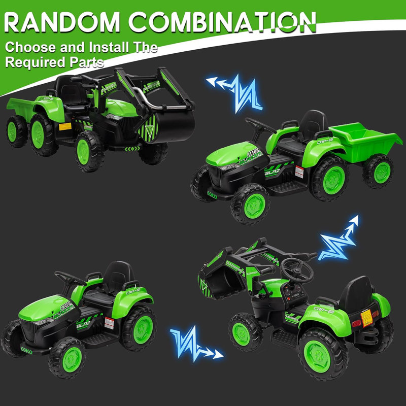 Green 12-Volt Kids Ride-On Tractor with Remote Control