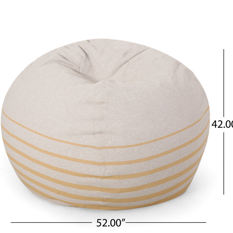 Fauteuil à billes jaune rayé de 5 pieds, siège confortable moderne, housse amovible avec fermeture à glissière, siège confortable en mousse, fonctionnalité, rembourrage supérieur