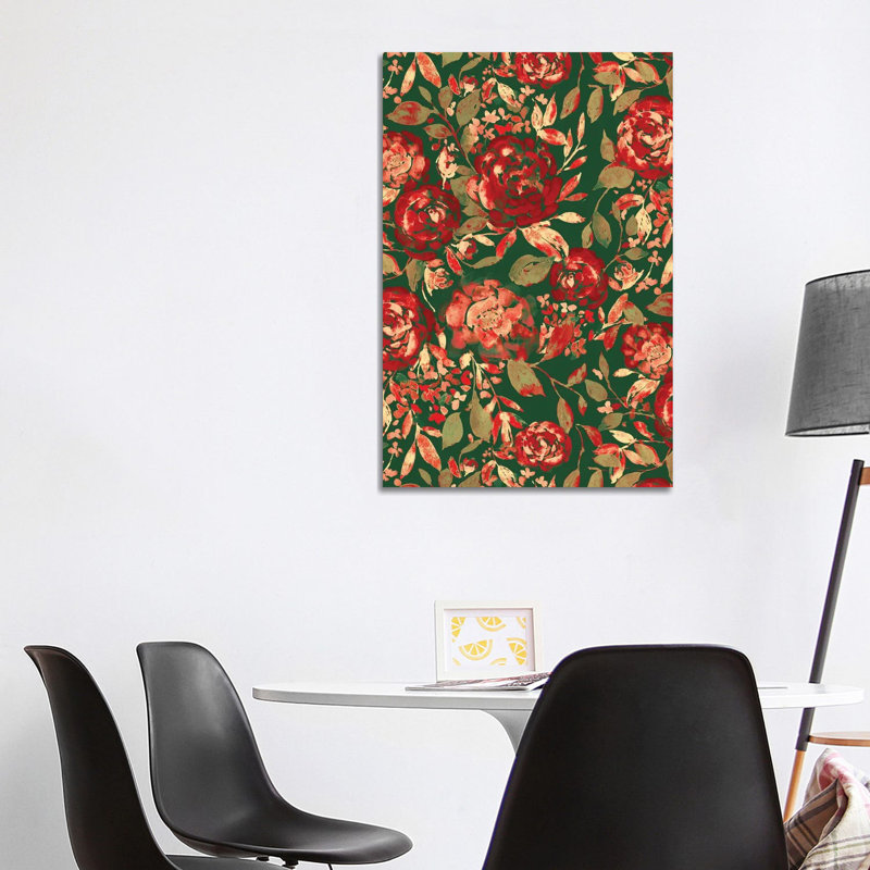 Farmhouse Floral Christmas 1 Piece Wrapped Canvas Wall Art, 101.6 cm H x 66.04 cm W x 1.91 cm D