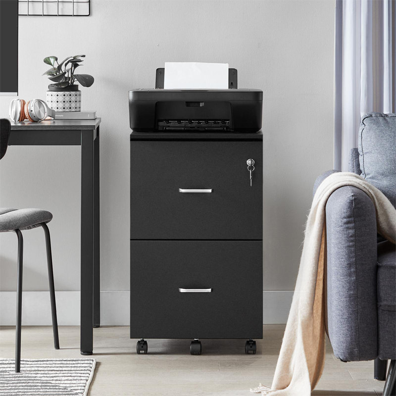 2-Drawer File Cabinet, 16.9'' Wide Locking Filing Cabinet For Home Office, Black