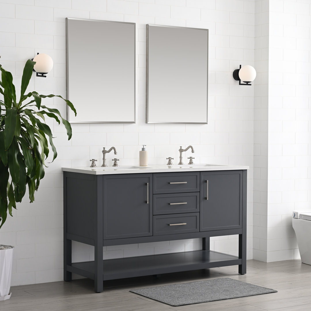 Vicini 54" Double Bathroom Vanity Set Mercury Row® Base 