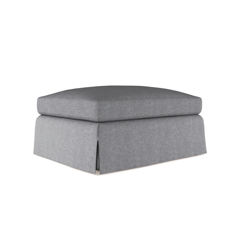 Ludlow Ottoman, Plush Velvet Oyster, Weathered