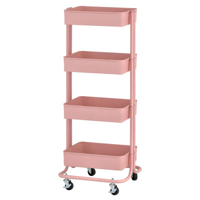 ECR4Kids 4-Tier Metal Rolling Utility Cart, Multipurpose Storage