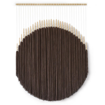 Macramé mural suspendu art géométrique perlé à la main l 39 po x L 45 po (café clair)