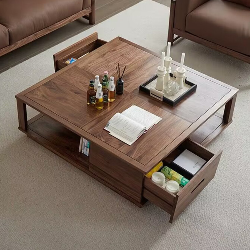 Table basse moderne simple en noyer noir