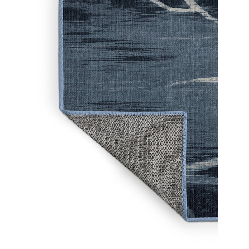 Tapis bleu abstrait lavable à la machine