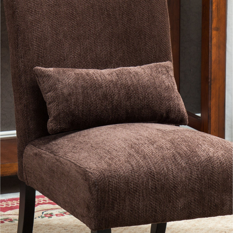 Fauteuil d'appoint sans accoudoirs avec coussin Pisano, Chenille chocolat