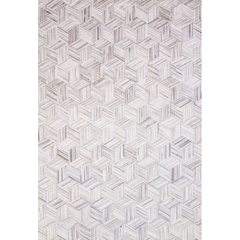Tapis gris à motif géométrique Rogers, Rectangle 7 pi 6 po x 9 pi 6 po