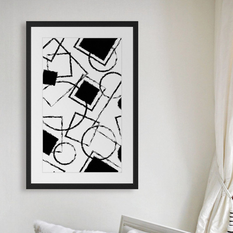 «Circle Squares», reproduction d'art encadrée, H 24 po x l 16 po x P 1,5 po