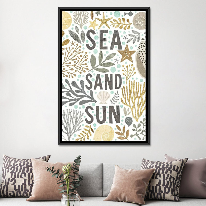 « ix », impression sur toile Under Sea Treasures, H 26 po x l 18 po x P 1,5 po, Toile avec cadre noir, Pas de tapis