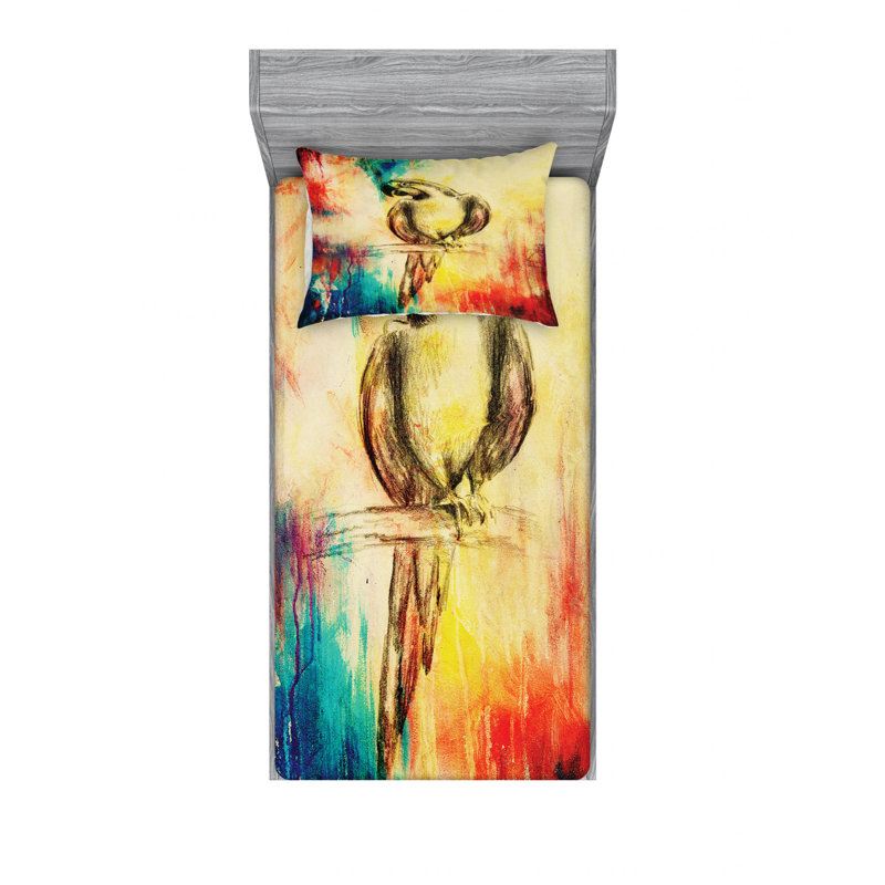 Parrot Microfiber Sheet Set, Twin XL Sheet Set + Fitted Sheet + 1 Pillowcase