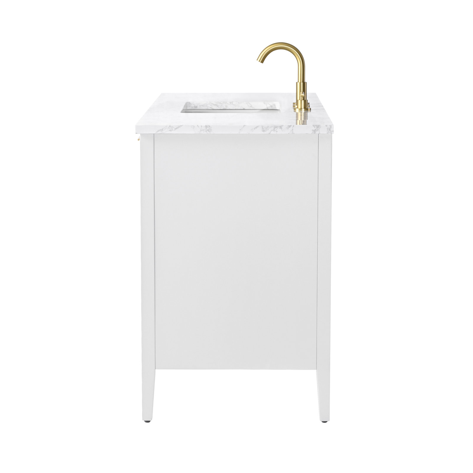 Bilroy 54" Pine Double Bathroom Vanity, White/Brushed Bronze