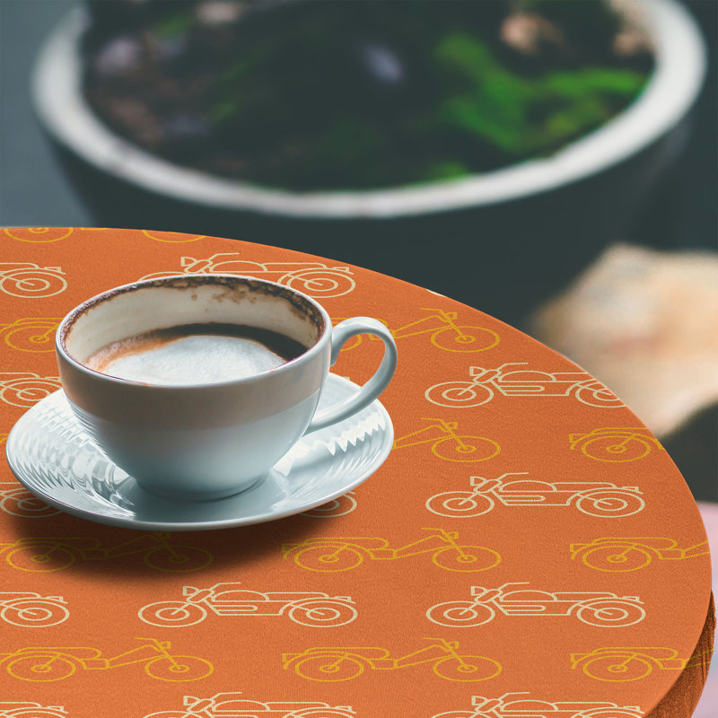 East Urban Home Vehicle Fitted Round Tablecloth Dark Orange and Mustard, 47.24" Round