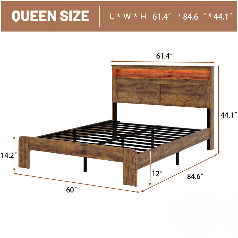 Base de lit plateforme en bois pour grand lit, Grand
