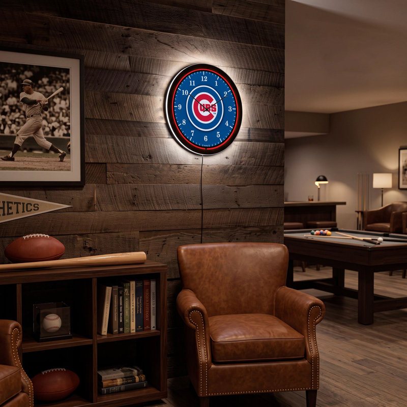 LED Wall Clock, Round, Chicago Cubs, Chicago Cubs