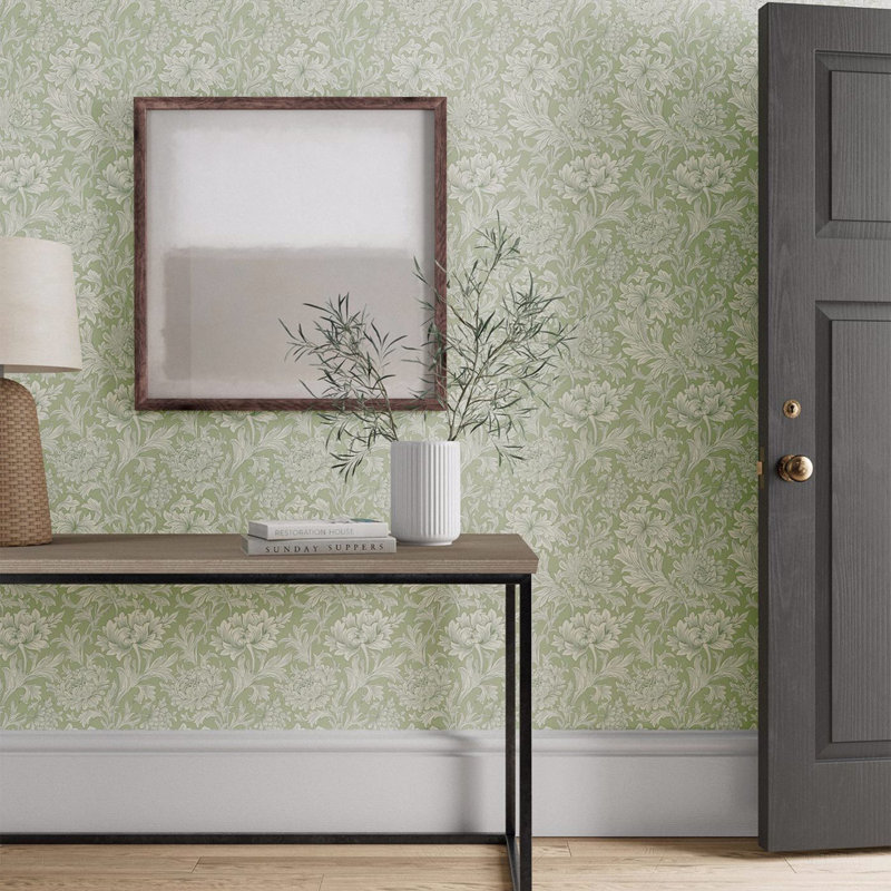 Chrysanthemum Toile Wallpaper, Willow
