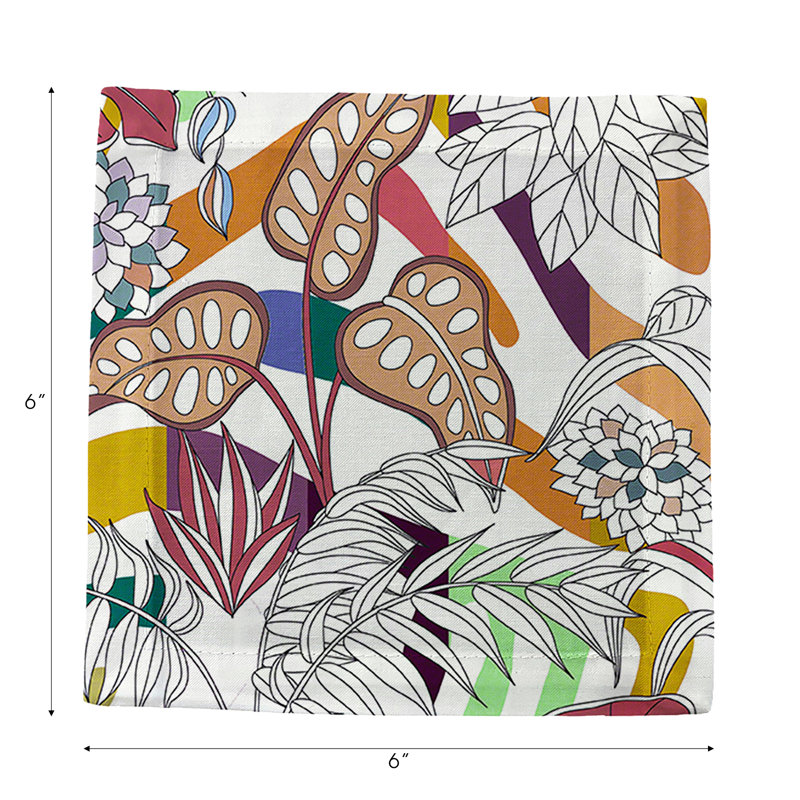 Sabi Jungle Cotton Sateen Cocktail Napkins, Cherry