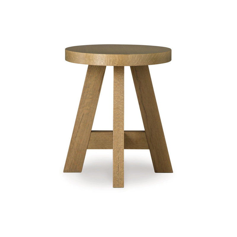 Rustic Oak Round End Table with Natural Finish, 24 Inch