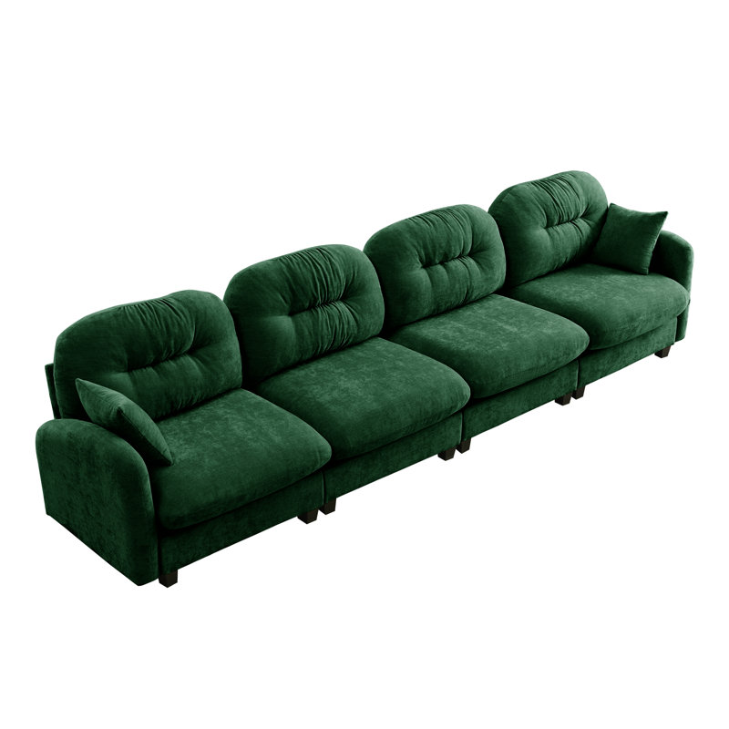 Canapé modulaire en chenille de 130 po de largeur et 130,7 po de largeur, 140 po, vert, Vert