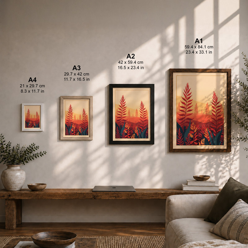 Sunset Botanical - Framed Print, Unframed, A1 - 84.1 x 59.4 cm