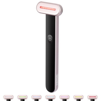 Baguette de thérapie par lumière rouge pour le visage, baguette faciale à 7 couleurs à DEL avec dispositif de thérapie par la chaleur rouge | Massage vibrant à micro-courant, baguette de beauté à DEL portable pour le visage, le cou