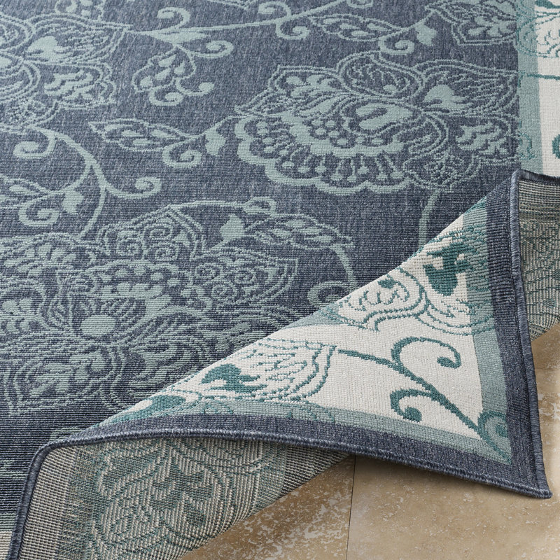 Tapis floral intérieur / extérieur Amato, Rond 5 pi 3 po