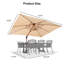 Parasol rectangulaire à double plateau en bois 156 po x 120 po avec base en tôle d'acier, beige-1813514327