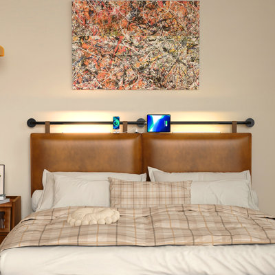 Jarlfrid Upholstered Headboard with USB Port and Touch Light by 17 Stories