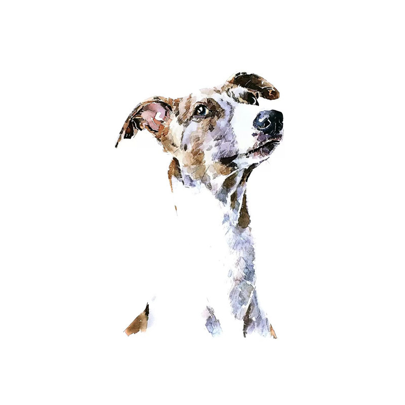 Whippet par Edswatercolours - Toile tendue, estampe numérique sur toile tendue, H 26 po x l 18 po x 1,5 po