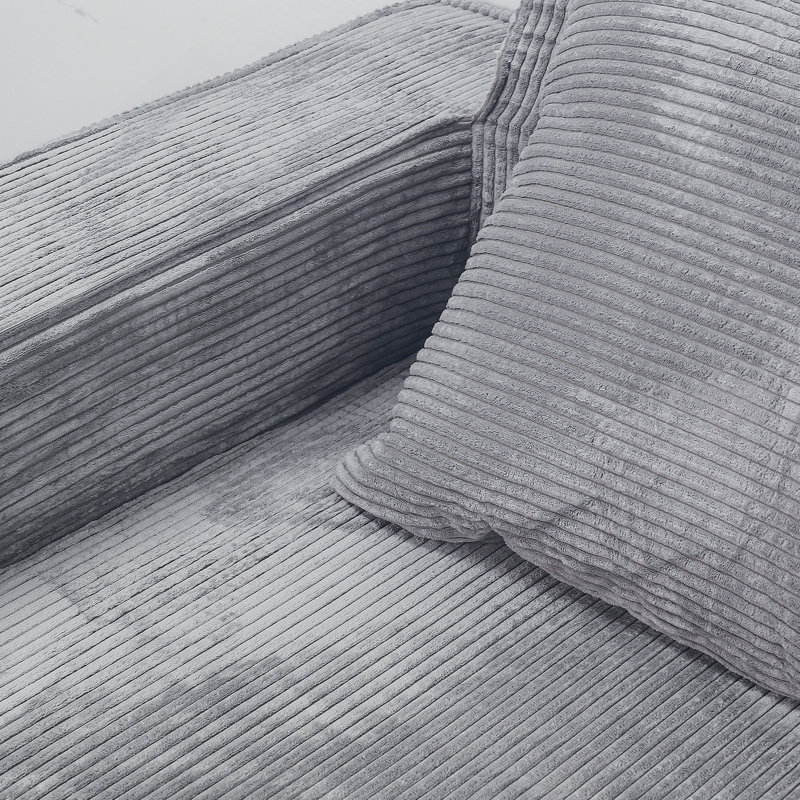 Canapé modulaire convertible 3 places Modern, Velours côtelé gris pâle