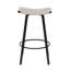 Tabourets de bar à hauteur de comptoir, chaises de cuisine tissées à la main sans dossier avec repose-pieds rond, ensemble de 2 tabourets de pub en PVC pour l'intérieur et l'extérieur (noir et blanc crème)