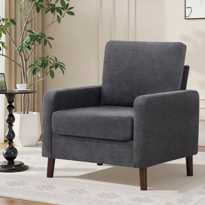 Upholstered Swivel Armchair, DARK GRAY
