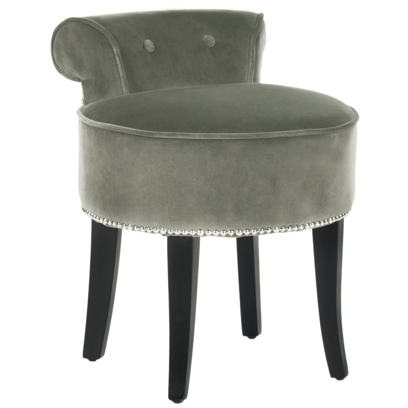 Abordale Solid Wood Accent Stool, Anthracite