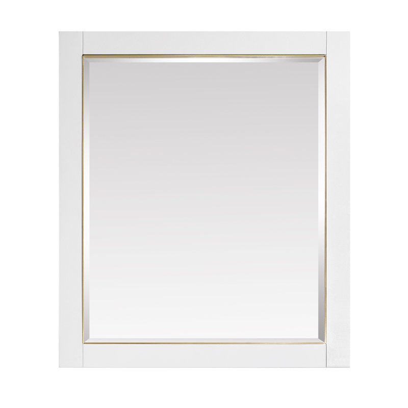 Mason Rectangle Solid Wood Beveled Mirror, Twilight Gray w/ Matte Gold, 32" H x 28" W