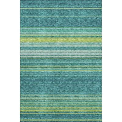 Premium Machine Washable Prisco Teal Rug