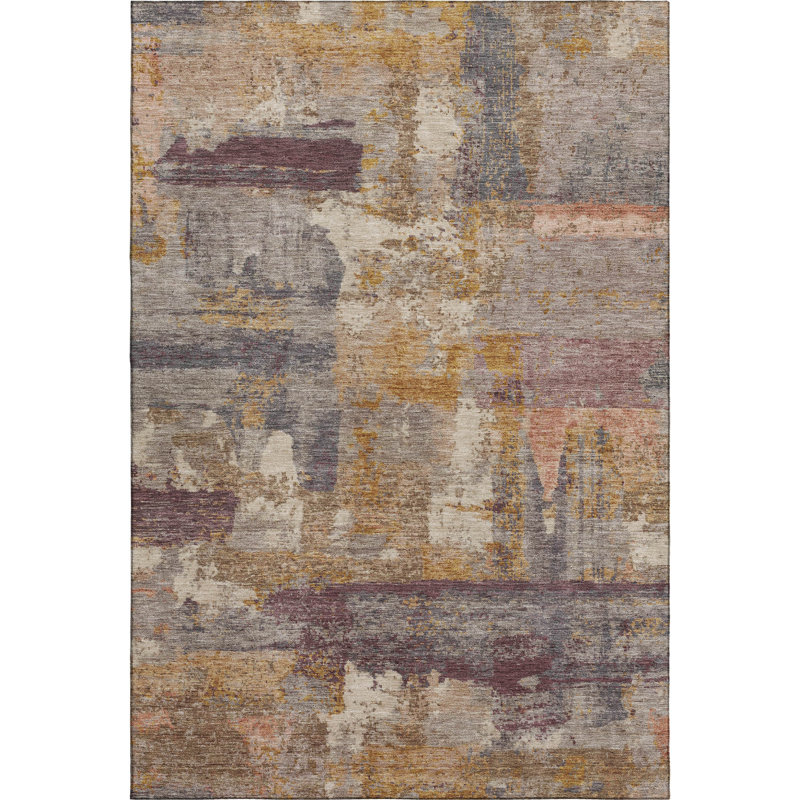 Premium Machine Washable Mayfield AMF2147 abstract Rug, Rust, Rectangle 2'6" x 3'10"