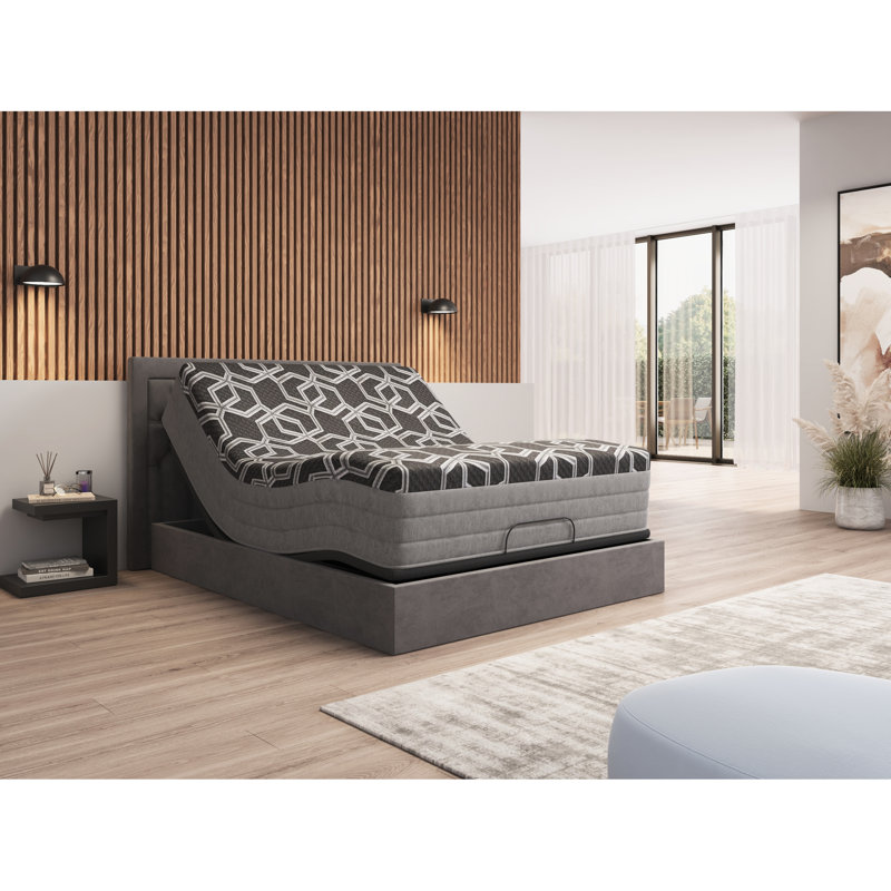 Matelas pour grand lit 14 po Ultra. Amélioration du sommeil frais avec couverture de glace. Cuivre, gel, argent, graphite de 3 po. Bobines enveloppées de bord de minimisation de bruit. Réglable. Fabriqué en grand