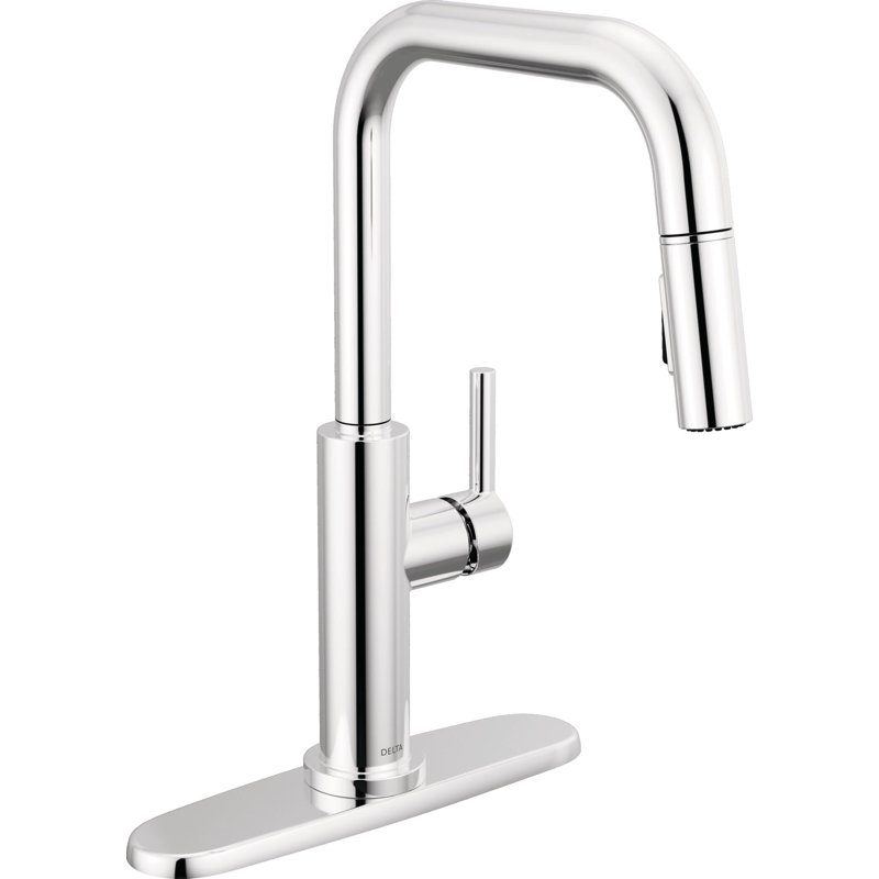 Robinet d'évier de cuisine à bec rétractable à bec en U Nicoli, robinet de cuisine à poignée simple, Chrome chrome
