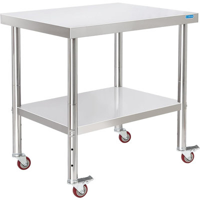 Table en acier inoxydable pour la préparation et le travail avec 4 roulettes avec ...