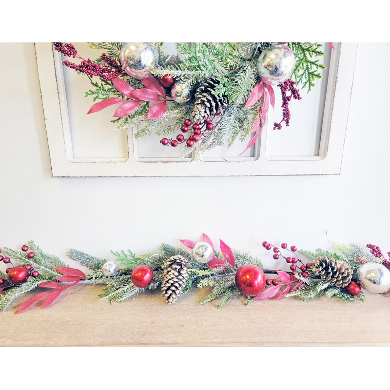 72'' in. Faux Garland, Red/Silver