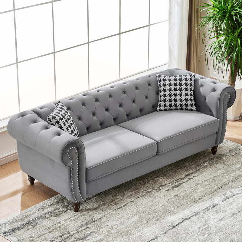 Canapé Chesterfield Velvet, Gris