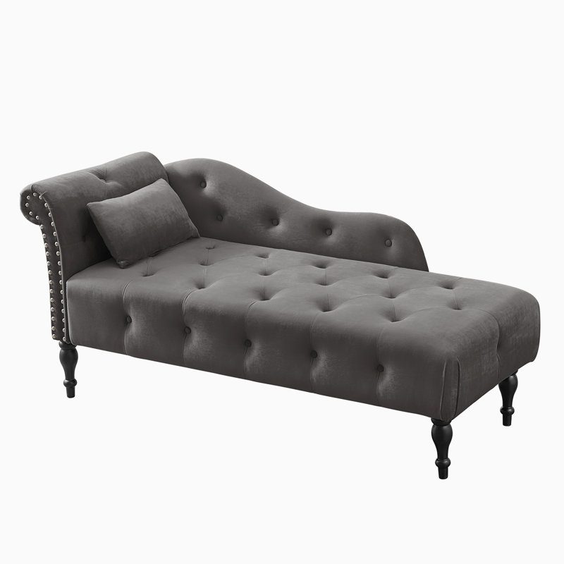 Chaise longue rembourrée Cyra, Velours gris
