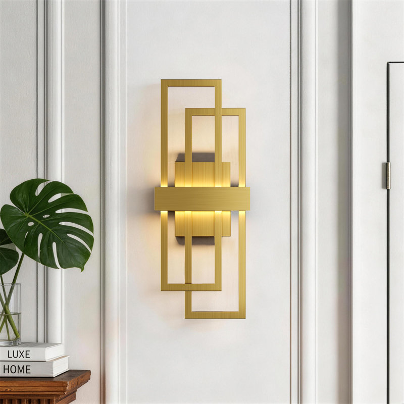 Gursimar LED Dimmable Iron Wall Sconce, 20" H x 7.9" W x 5.1" D, Polished Gold