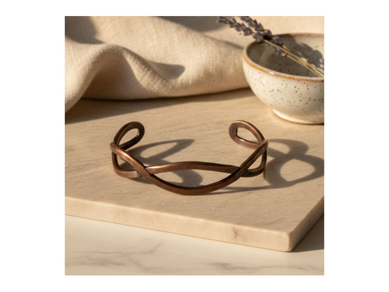Infinity Twist Copper Open Cuff Bracelet