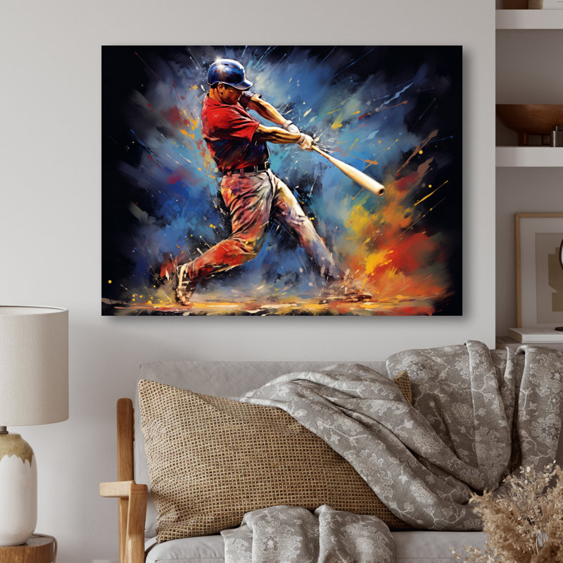 «Baseball Swing Of Emotion I», impression d'art mural en métal, H 12 po x l 20 po x P 1 po