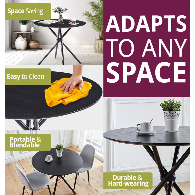 Mose Round Metal Base Dining Table
