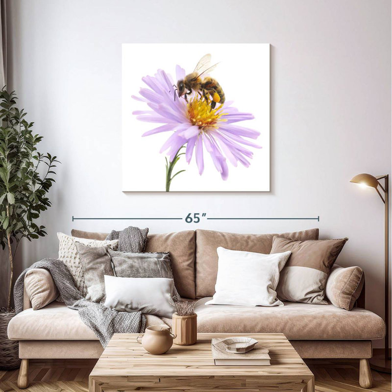 Crowle abeille sur une fleur, H 39 po x l 39 po