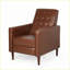 Fauteuil inclinable inclinable de style moderne Mid-Century avec coussin plus épais, revêtement capitonné & amp; Pieds en bouleau | Brun clair | Polyuréthane