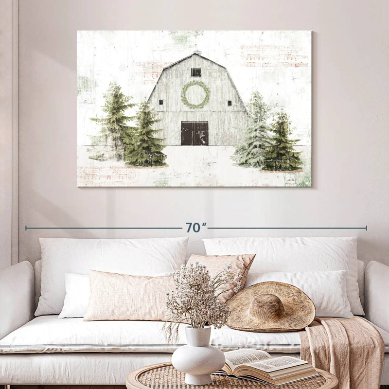 Lilie Wooded Holiday Barn, H 32 po x l 48 po