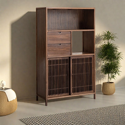New Chinese Style Lattice Door Bookcase